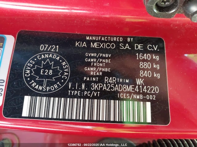 3KPA25AD8ME414220 KIA gamma ii