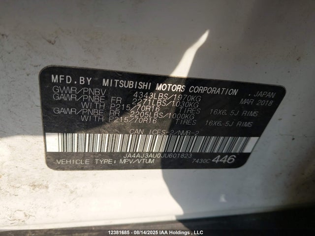 JA4AJ3AU0JU601823 Mitsubishi mivec