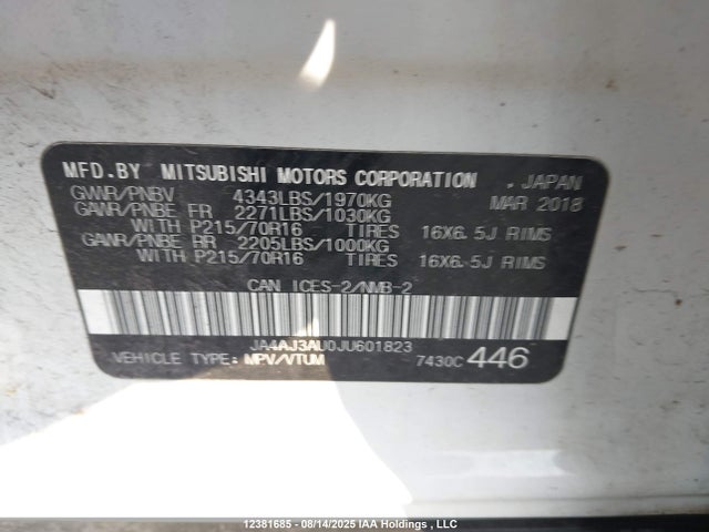 JA4AJ3AU0JU601823 Mitsubishi mivec