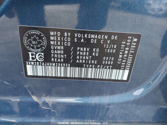 Volkswagen 1.4 tsi 2017 3VW2B7AJ4HM296939 Image 9