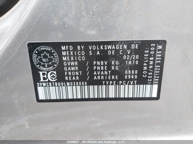 3VWCB7BU0LM038066 Volkswagen 1.4 tsi