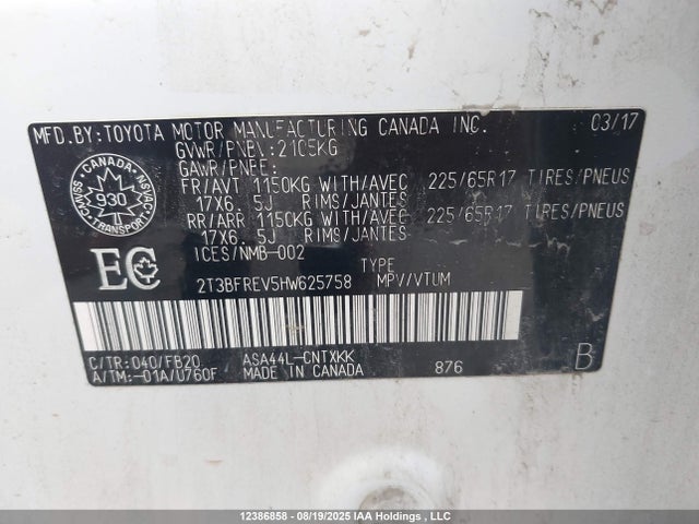 Toyota 2ar-fe 2017 2T3BFREV5HW625758 Image 18