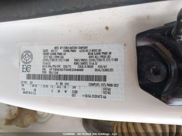 1FT8W3DT0HED54686 Ford F-350