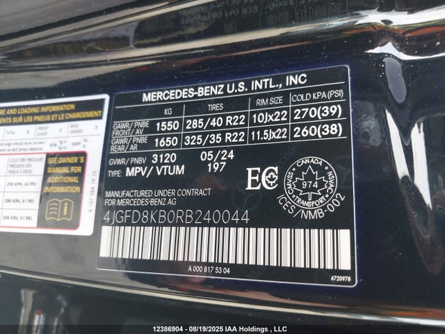 Mercedes-Benz m177 2024 4JGFD8KB0RB240044 Image 9