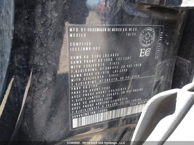 3VVVX7B21RM130504 Volkswagen tsi