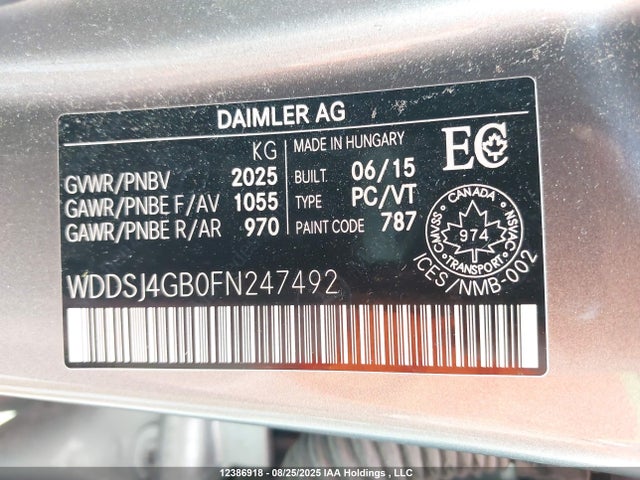 Mercedes-Benz 2015 2015 WDDSJ4GB0FN247492 Image 19