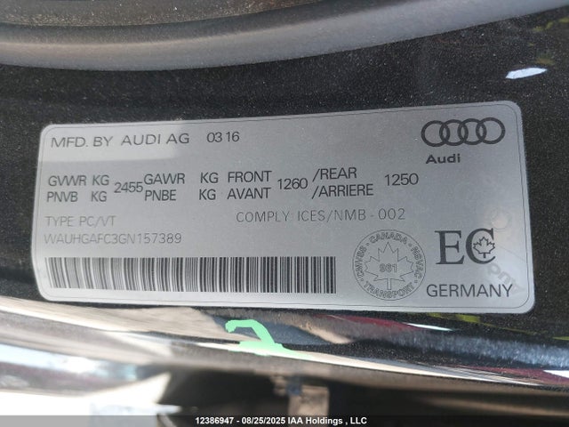 WAUHGAFC3GN157389 Audi A6