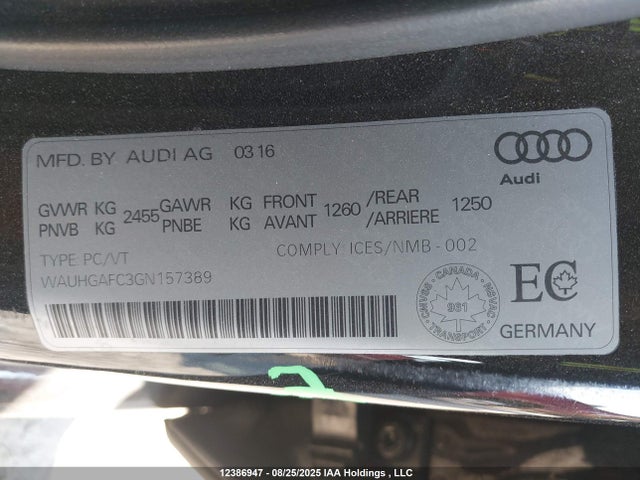 WAUHGAFC3GN157389 Audi A6