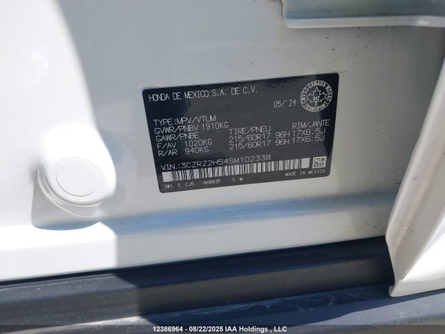 3CZRZ2H54SM102338 Honda k20z5