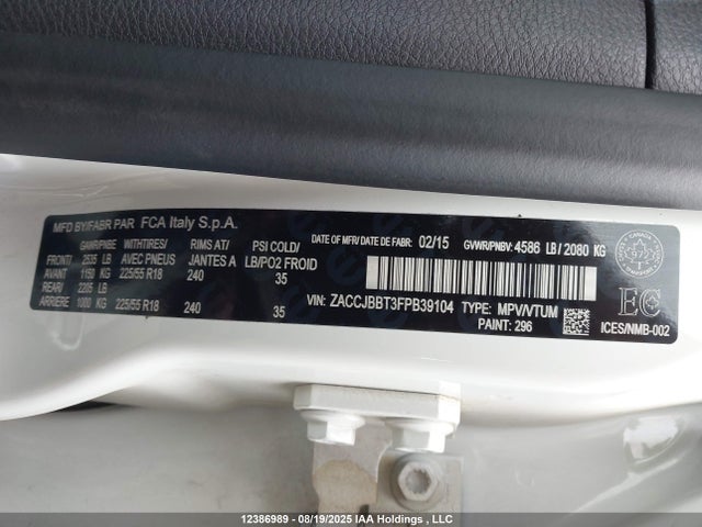 Jeep Renegade 2015 ZACCJBBT3FPB39104 Image 9