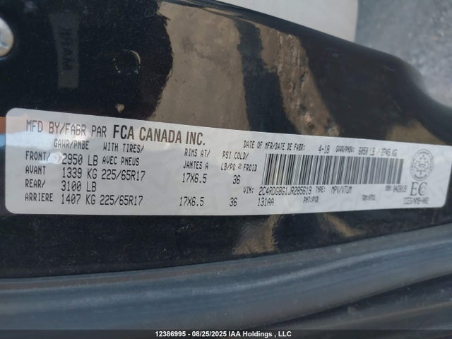 2C4RDGBG1JR285619 Dodge Grand Caravan
