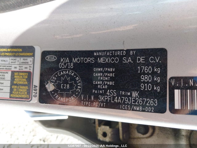 KIA mpi nu 2018 3KPFL4A79JE267263 Image 9