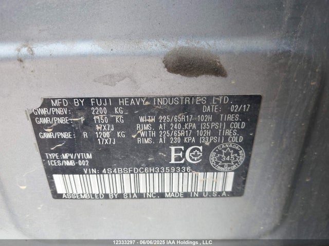 4S4BSFDC6H3359336 Subaru c0