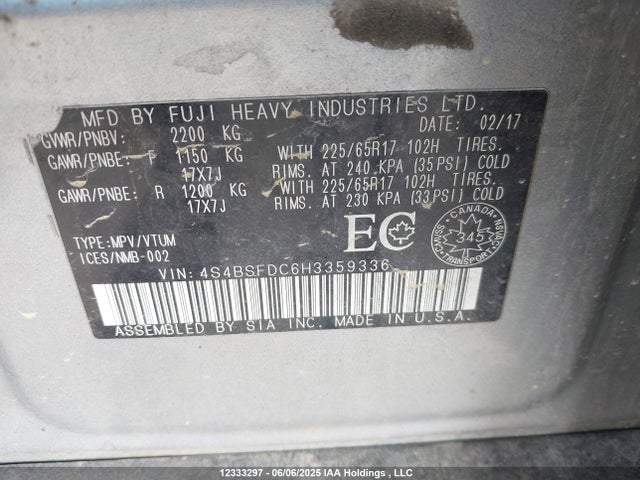 4S4BSFDC6H3359336 Subaru c0