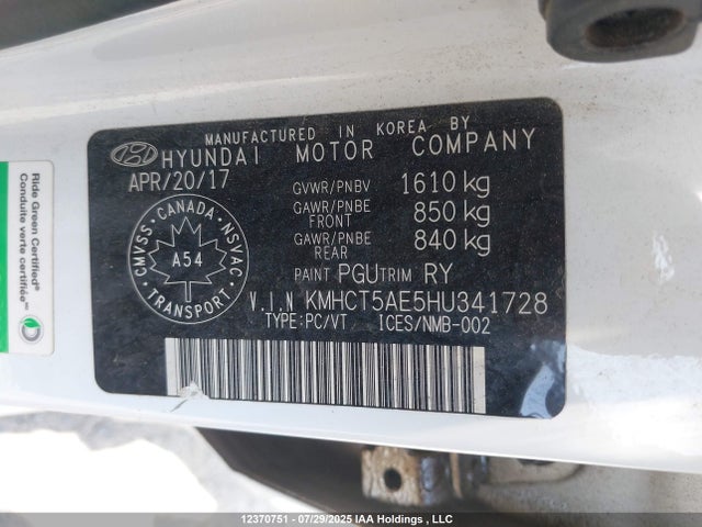 KMHCT5AE5HU341728 Hyundai 2017