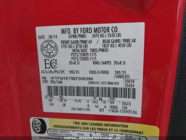 1FTFW1ET5EFD00395 Ford 2014