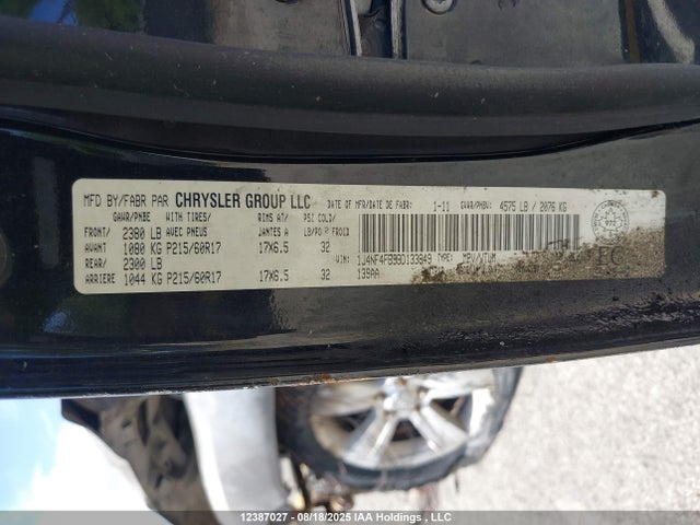 Продаж на аукціоні авто 2011 Jeep Compass, vin: 1J4NF4FB9BD133849, номер лоту: 12387027