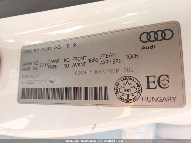 Audi 2019 2019 WAUBEGFF3K1017884 Image 18