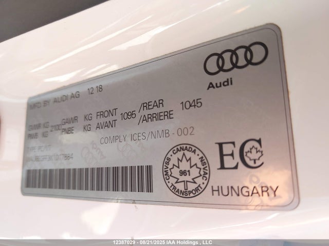 Audi 2019 2019 WAUBEGFF3K1017884 Image 9