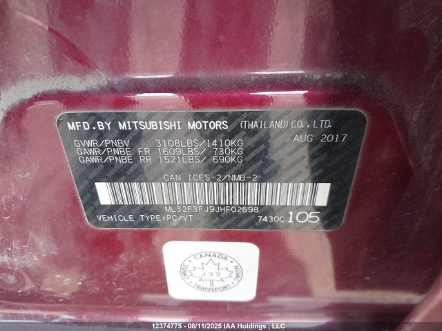 Mitsubishi 2018 2018 ML32F3FJ9JHF02698 Image 9