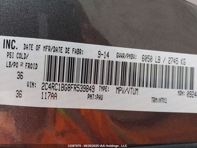 2C4RC1BG8FR539849 Chrysler Town and Country