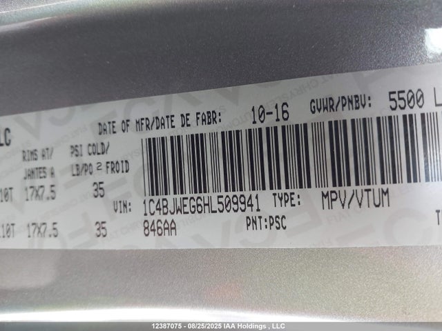 1C4BJWEG6HL509941 Jeep Wrangler