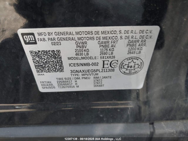 3GNAXUEG5PL211308 Chevrolet lsd
