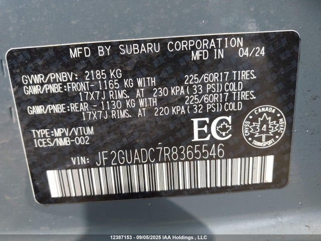 Subaru na 2024 JF2GUADC7R8365546 Image 9