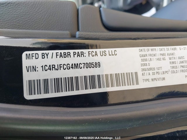 Jeep Grand Cherokee 2021 1C4RJFCG4MC700589 Image 9