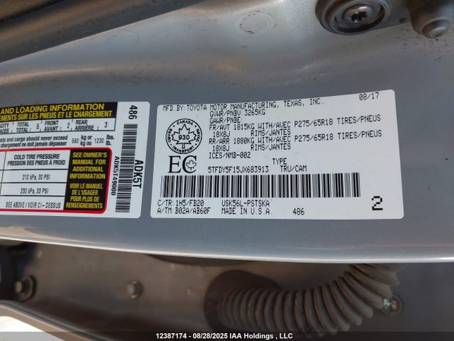 5TFDY5F15JX683913 Toyota 3ur-fe