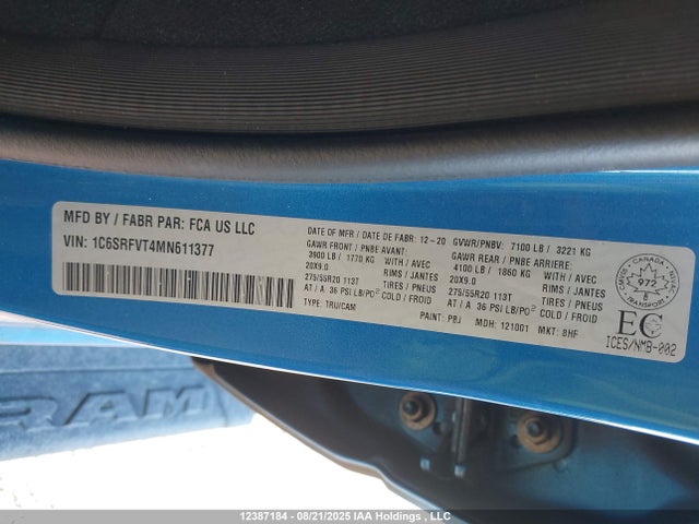 RAM 1500 2021 1C6SRFVT4MN611377 Image 9