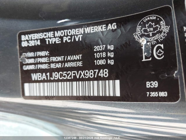 BMW M235I 2015 WBA1J9C52FVX98748 Image 9