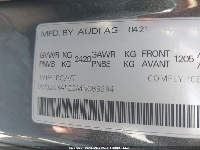 Audi A6 2021 WAUK3AF23MN086294 Image 9