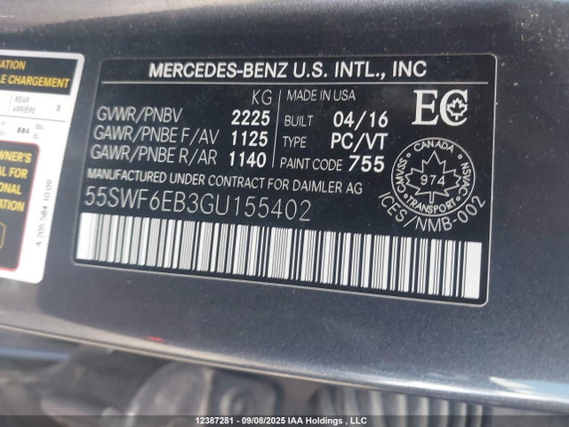 55SWF6EB3GU155402 Mercedes-Benz C-Class