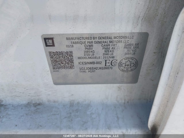 1G1JD6SH2J4109870 Chevrolet luw - mfi, e85 max