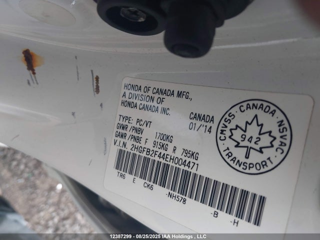 Honda r18z1 2014 2HGFB2F44EH004471 Image 9