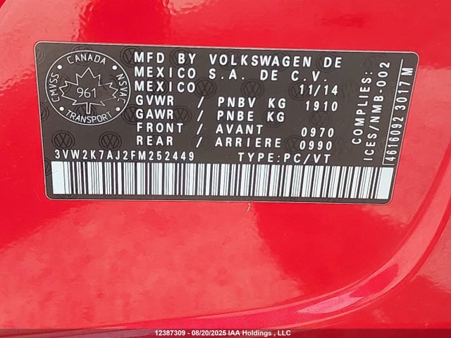 3VW2K7AJ2FM252449 Volkswagen Jetta