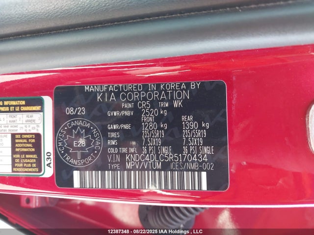KNDC4DLC5R5170434 KIA EV6