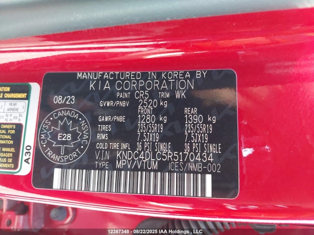 KNDC4DLC5R5170434 KIA EV6