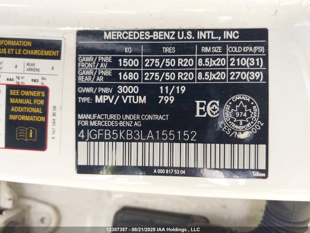 Mercedes-Benz m256 2020 4JGFB5KB3LA155152 Image 9