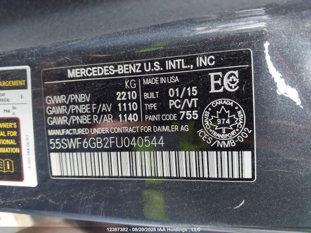 Mercedes-Benz C-Class 2015 55SWF6GB2FU040544 Image 9