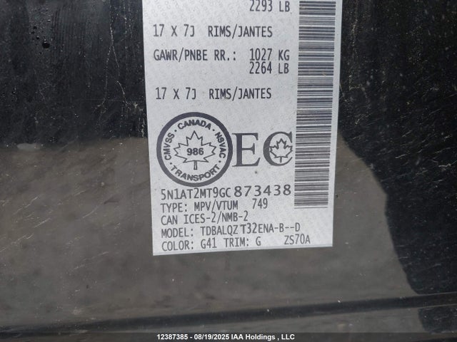 5N1AT2MT9GC873438 Nissan Rogue