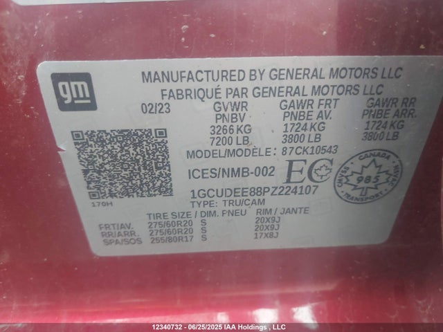 1GCUDEE88PZ224107 Chevrolet lz0
