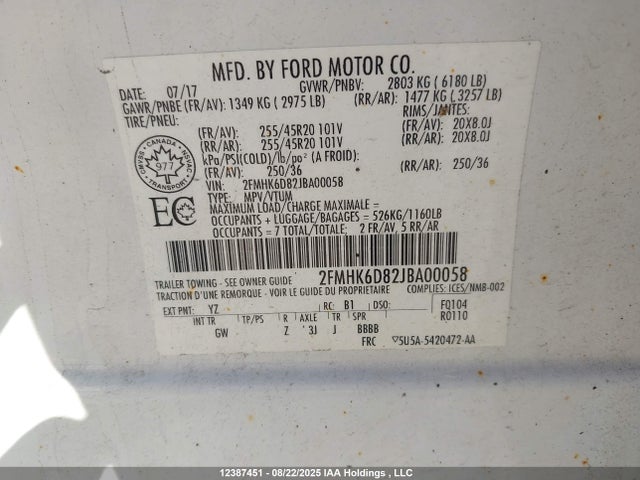 Ford Flex 2018 2FMHK6D82JBA00058 Image 19