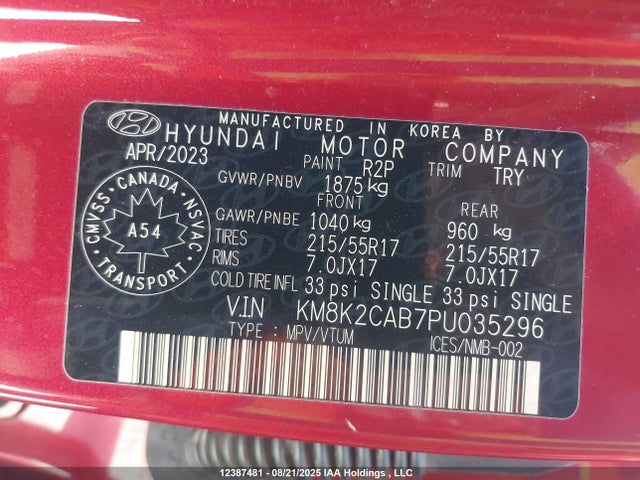 Hyundai mpi nu pe 2023 KM8K2CAB7PU035296 Image 19