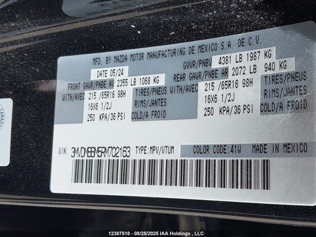 3MVDMBBM5RM702163 Mazda pyukd
