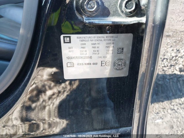 1G6AH5RXXH0206645 Cadillac ltg - sid, alum, vvt, dcvcp turbo, e0-e100, alum