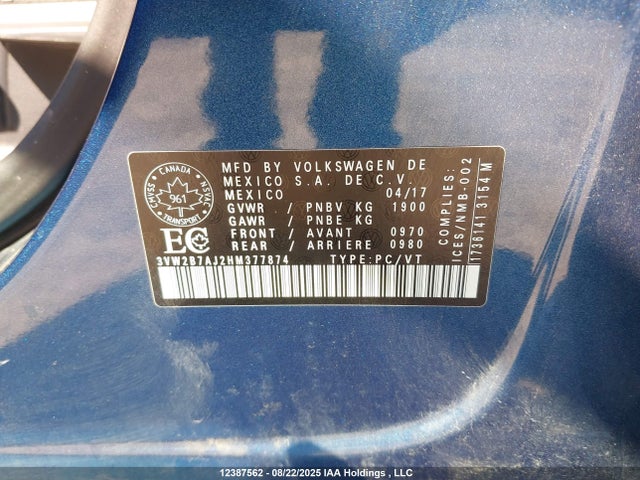 3VW2B7AJ2HM377874 Volkswagen 1.4 tsi