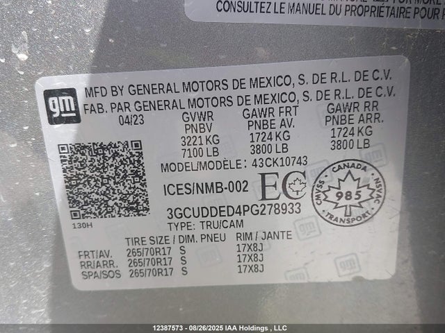 Chevrolet l84 2023 3GCUDDED4PG278933 Image 9