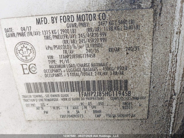 1FAHP2J85HG119458 Ford 3.5l ti-vct